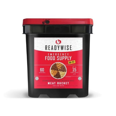 Food Supply Bucket with Chicken and Beef Meals.  Also comes with white rice. 15 year shelf life.