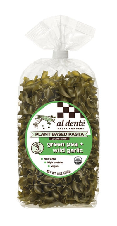 Plant Based Pastas.  Green pea and wild garlic.