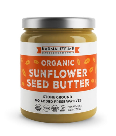 Organic Sunflower Seed Butter.  Smooth and creamy non tree nut butter.  