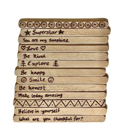 Custom and Personalized Wooden Popsicle Sticks.  Choose what you'd like wood burned on popsicle sticks.